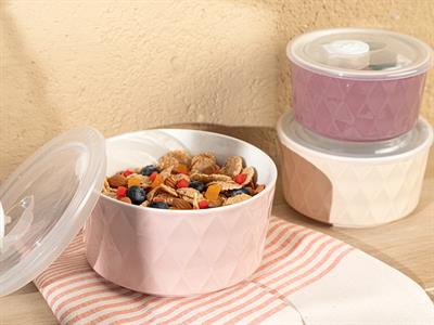 Lifely КУТИЯ ЗА СЪХРАНЕНИЕ 3 комплект New Bone Лилаво-бяло-розово