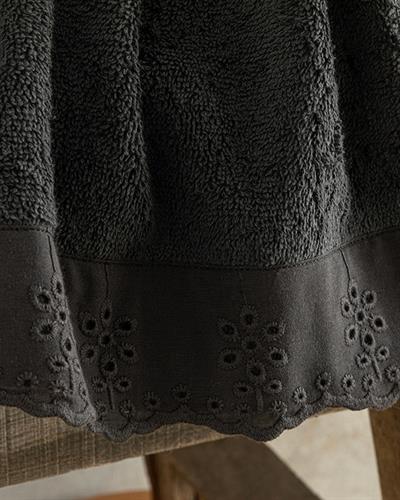 Lilian Хавлии За Ръце С Бродирано, Памучен, Антрацит, 30 X 40 Cm