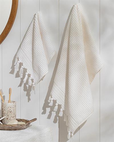 Lima Хавлии За Ръце С Ресни, Памучен, Екру, 30 X 40 Cm