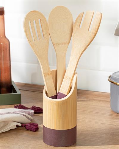 Lina Комплект За Сервиранe 4 Части, Бамбук, Тъмно Розово, 16 Cm