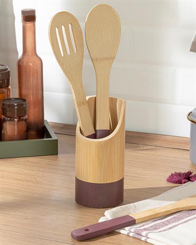 Lina Комплект За Сервиранe 4 Части, Бамбук, Тъмно Розово, 16 Cm