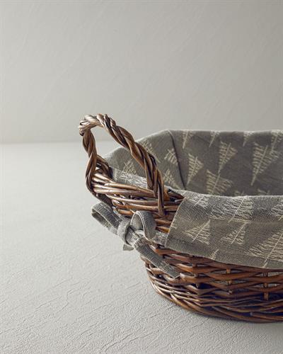 Linear Straw Bread Basket 35x25 cm Gray