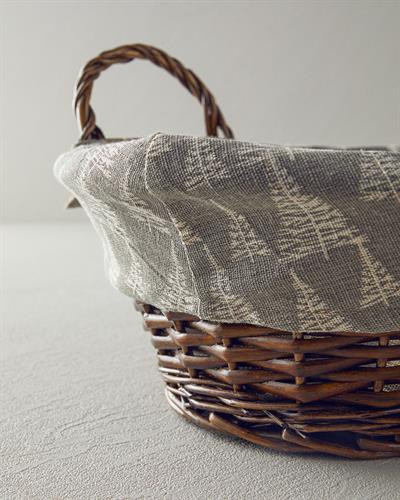 Linear Straw Bread Basket 35x25 cm Gray