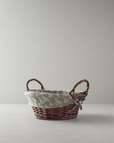 Linear Straw Bread Basket 35x25 cm Gray