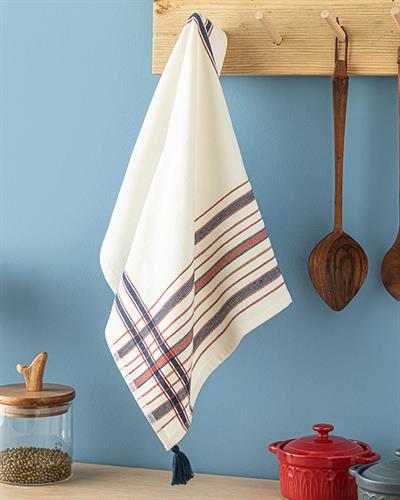 Linee Кърпа За Изсушаване С Пискюли, Памучен, Бяло, 40 X 60 Cm