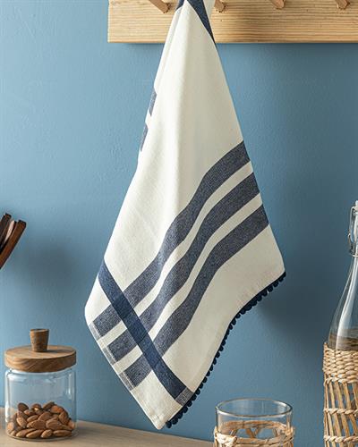 Linee Кърпа За Сушене С помпон Памук 40x60 см Морскосин