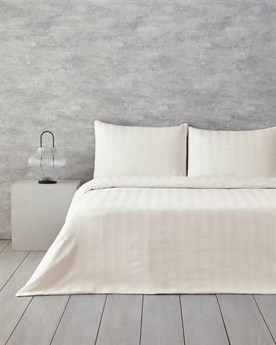 Lior Спален Комплект Двоен Памучен сатен райе 200x220 см Слонова кост