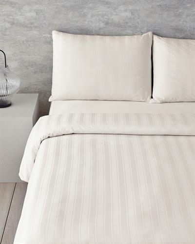 Lior Спален Комплект Двоен Памучен сатен райе 200x220 см Слонова кост