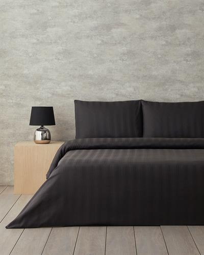 Lior Спален Комплект Кралски размер Памучен сатен райе 240x220 см Антрацит
