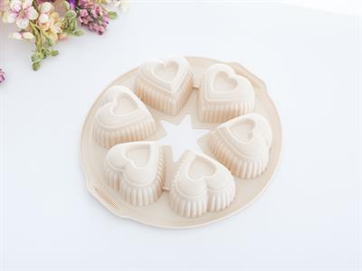 Lisa ФОРМА ЗА КЕКС С 6 отделения Силикон 28x25x4 cm Cream.