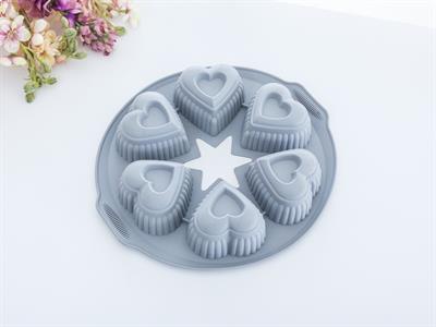 Lisa ФОРМА ЗА КЕКС С 6 отделения Силикон 28x25x4 cm Gray