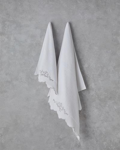 Lisa Кърпа За Баня С бродерия Памучен 90x150 cm Бял