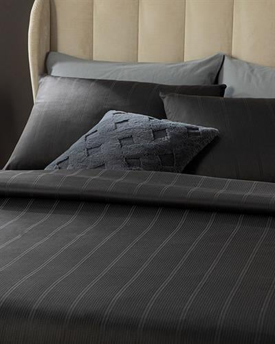 Listra Спално Бельо Компле King Size, Памучен Сатен На Райета, Антрацит, 240 X 220 Cm