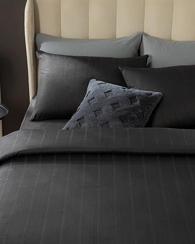 Listra Спално Бельо Компле King Size, Памучен Сатен На Райета, Антрацит, 240 X 220 Cm