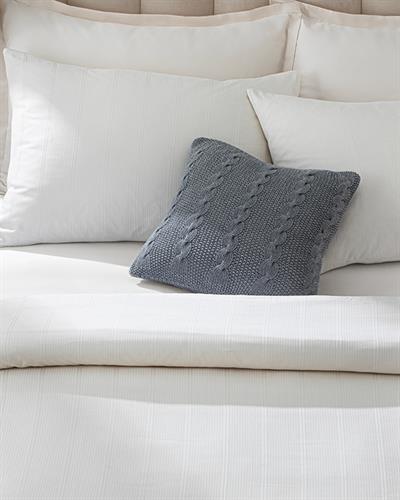 Listral Спално Бельо Компле Двоен Размер С 4 Възглавници С Кутия, Памучен Сатен На Райета, Слонова Кост, 200 X 220 Cm