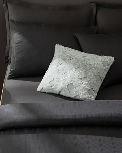 Listral Спално Бельо Компле King Size С 4 Възглавници С Кутия, Памучен Сатен На Райета, Антрацит, 240 X 220 Cm