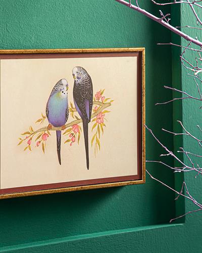 Little Birds Картина 18x23 см Златен