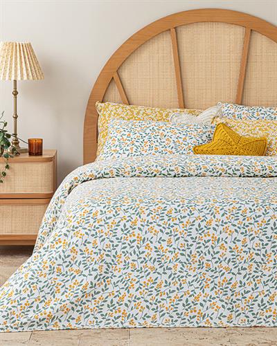 Little Blooms Пике Единичен Размер, Отпечатан, Жълто, 150 X 220 Cm