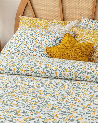 Little Blooms Одеяло Пике Двоен С щампа 200x220 см Жълт