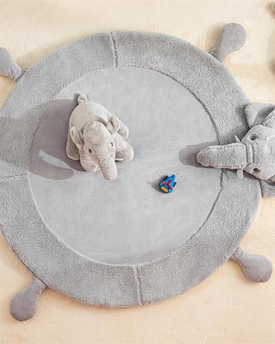 Little Elephants Възглавница За Пода Полиестер, Сиво, 100 X 100 Cm