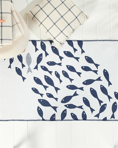Little Fish Килим Тъкан, Тъмно Синьо, 60 X 100 Cm