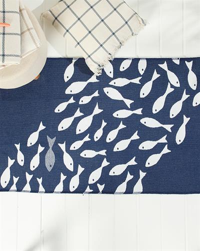 Little Fish Килим Тъкан, Тъмно Синьо, 60 X 100 Cm