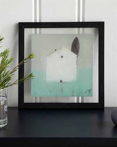 Little House Картина Стъкло 22x22 см Бледосив.