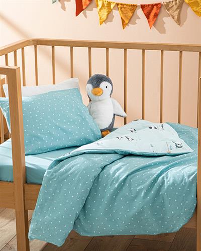 Little Penguin Бебешки Спален Комплект Памучен, Мента, 100 X 150 Cm