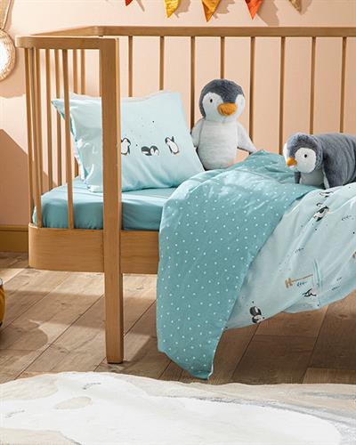 Little Penguin Бебешки Спален Комплект Памучен, Мента, 100 X 150 Cm