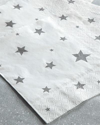 Little Silver Stars Хартийни Салфетки 20 Бр., Хартия, Сребристо, 33 X 33 Cm