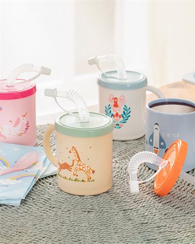 Little Unicorn Чаша Със Сламка Пластмасов, Розово, 210 Ml