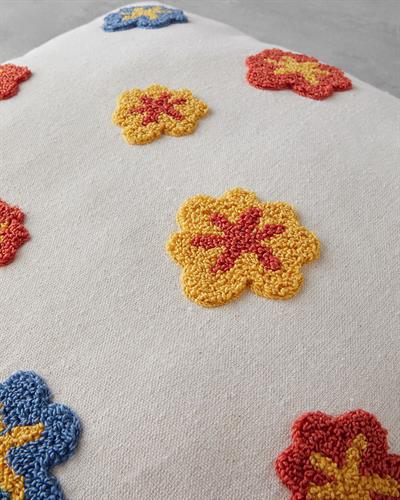 Liva Punch Embroidered Cover Throw Pillows 45x45 cm Natural