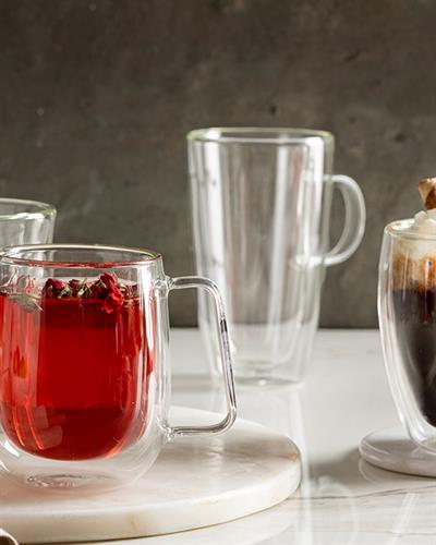 Lizbon Чаша Double Wall, Жакард С Граници, Прозрачен, 330 Ml