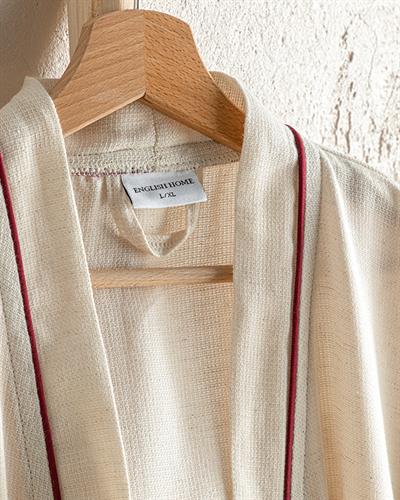 Lola Cotton & Linen Peshtemal Robe L-XL Beige-ClaretRed