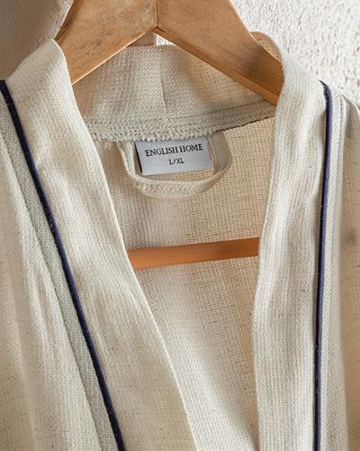 Lola Пещемал Халат Rabbıt Плюш, Бежово - Тъмно Синьо, L-Xl