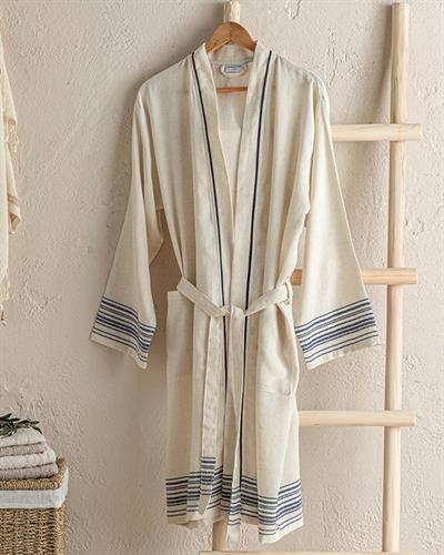 Lola Пещемал Халат Rabbıt Плюш, Бежово - Тъмно Синьо, L-Xl