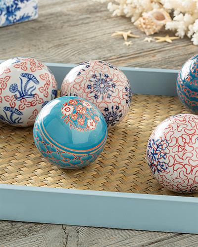 Loren Декоративен Предмет Порцелан, Червено-Синьо, 8 Cm