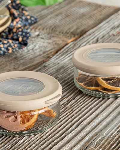 Lorin Кутия За Съхранение 2 бр. Стъкло 200 мл Тъмнобежов