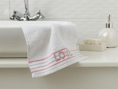 Love ХАВЛИИ ЗА РЪЦЕ С пискюли Бродирани 30x45 cm White