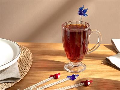 Love Fish Glass 4 Set Tea Spoon 12 cm Red-Blue