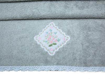 Lovely Bouquet ХАВЛИЯ ЗА ЛИЦЕ С дантела Бродирани 50x80 cm Gray