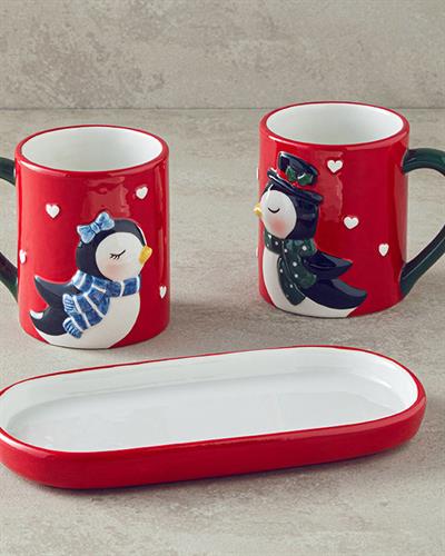 Lovely Penguins Чаша 2 бр. Доломит 400 мл Червен