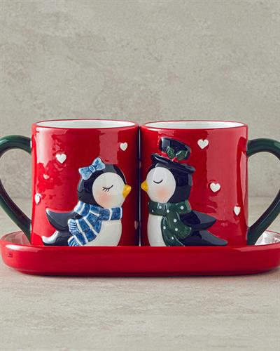 Lovely Penguins Чаша 2 бр. Доломит 400 мл Червен