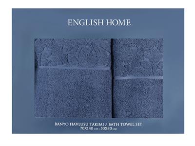 Lucca ХАВЛИЯ ЗА БАНЯ КОМПЛ Жакардов 70x140 cm + 50x80 cm Dark Blue.