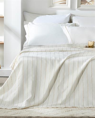 Lucent Комплект Пике Двоен Размер, Памучен, Бяло-Златисто, 200 X 220 Cm