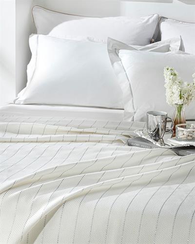 Lucent Комплект Пике Двоен Размер, Памучен, Бяло-Сребристо, 200 X 220 Cm