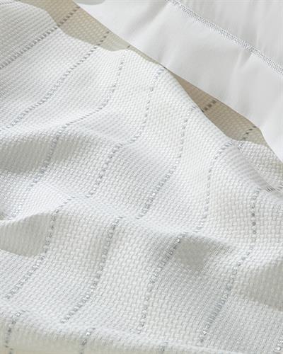 Lucent Комплект Пике Двоен Размер, Памучен, Бяло-Сребристо, 200 X 220 Cm