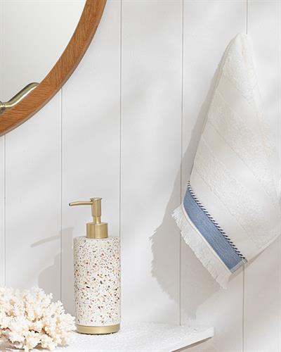 Lucina Хавлии За Ръце С Ресни, Памучен, Екру-Синьо, 30 X 40 Cm