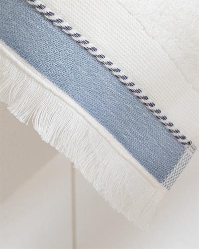 Lucina Хавлии За Ръце С Ресни, Памучен, Екру-Синьо, 30 X 40 Cm