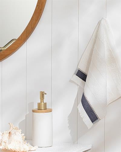 Lucina Хавлии За Ръце С Ресни, Памучен, Екрю-Морско Синьо, 30 X 40 Cm